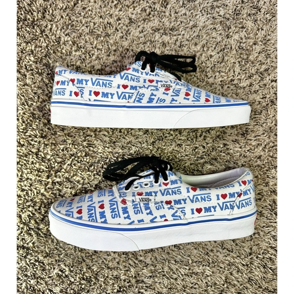 VANS Era I Heart My Vans Men's 6.5 Women's 8 Graphic Sneakers White Blue Canvas
